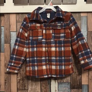 Carter's Kid Plaid Fleece Jacket - Navy, Rust, White